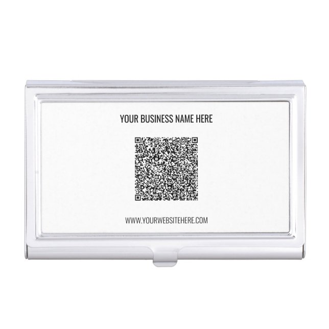 Your QR Code and Custom Text Business Card Case (Front)