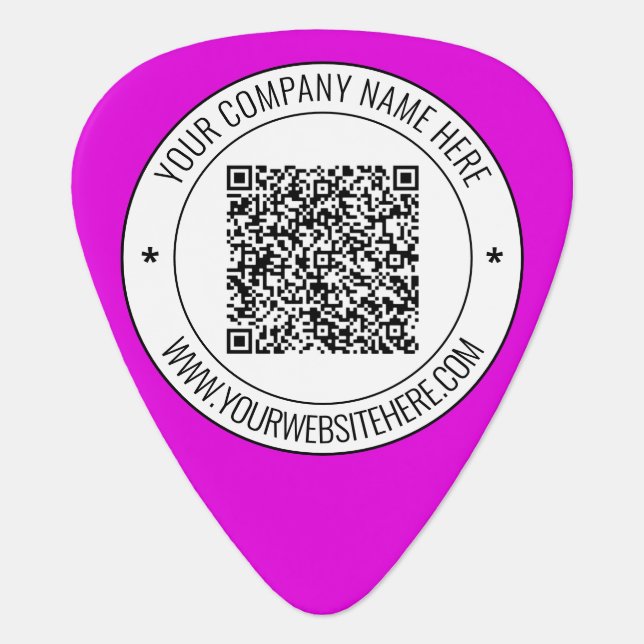 Your QR Code and Custom Text Business Guitar Pick (Front)