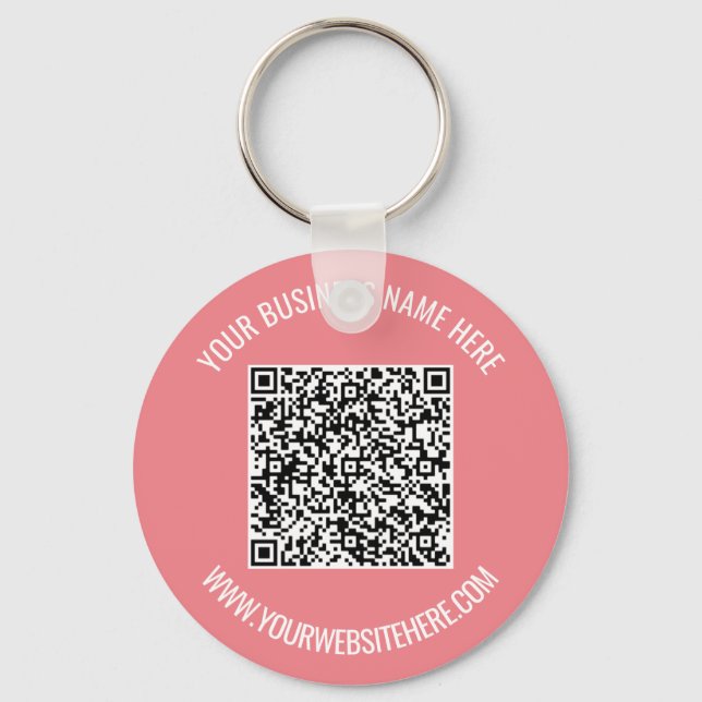 Your QR Code and Custom Text Business Keychain (Front)