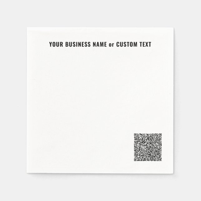 Your QR Code and Custom Text Business Napkins (Front)