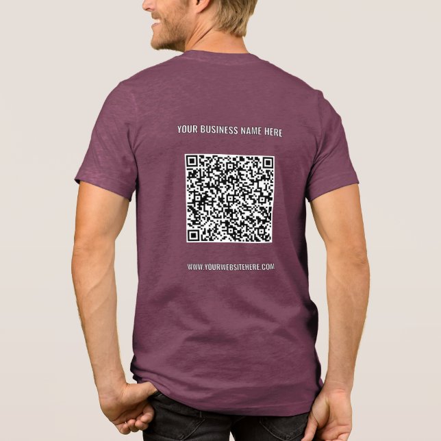 Your QR Code and Custom Text Business Promotional Tri-Blend Shirt (Back)