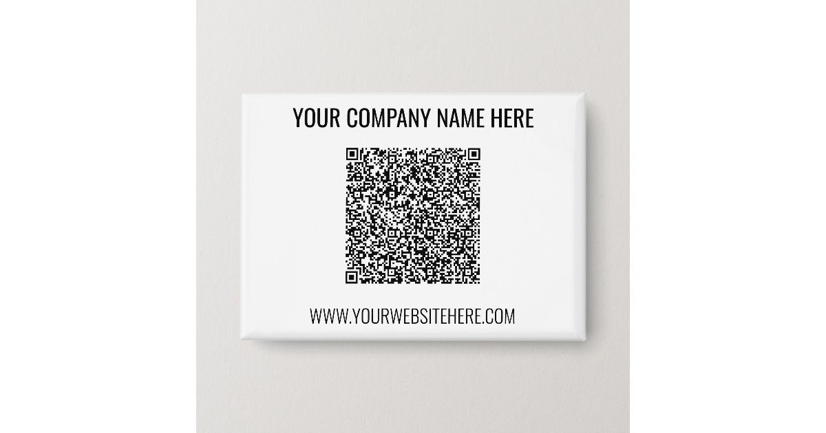 Your QR Code and Custom Text Button Template | Zazzle