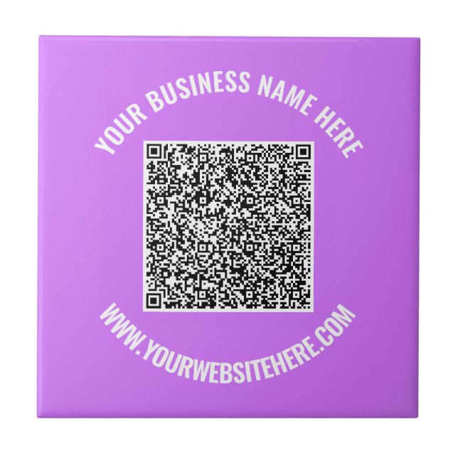 Your QR Code and Custom Text Ceramic Tile Template (Front)