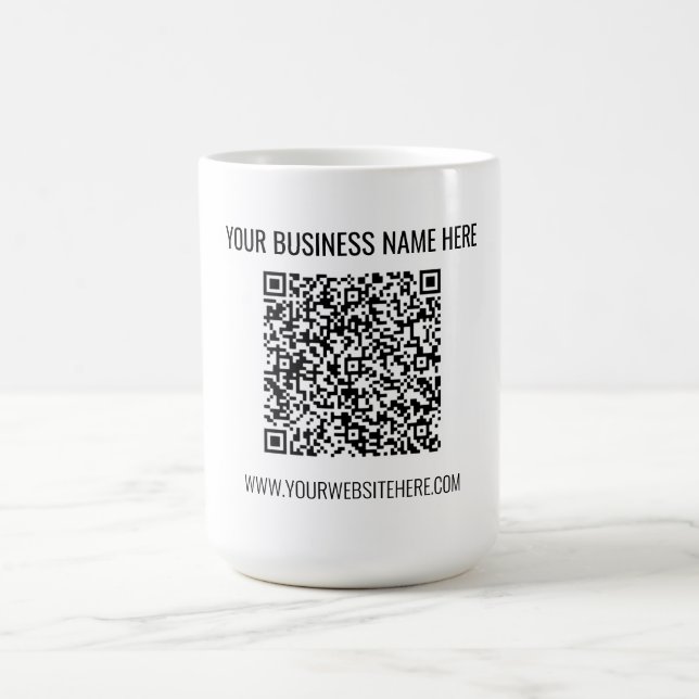 Your QR Code and Custom Text Coffee Mug Gift (Center)