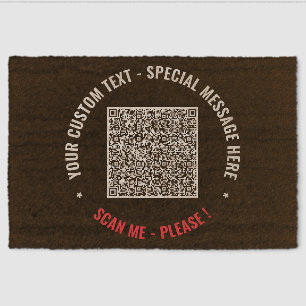 Your QR Code and Custom Text Doormat Choose Colors Fiber Doormat