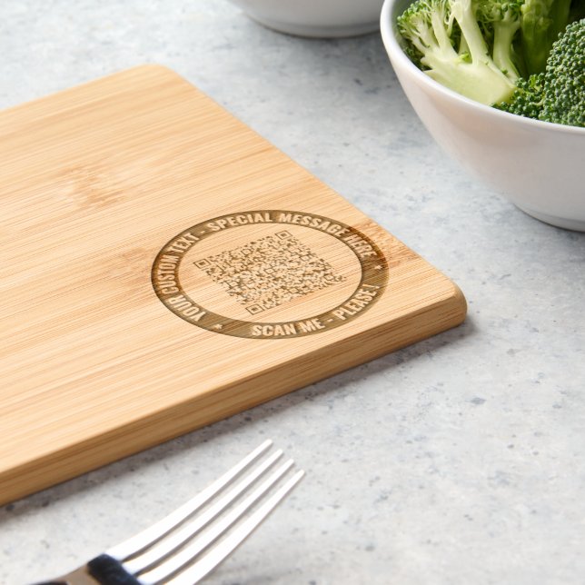 Your QR Code and Custom Text Engraved Cutting Board (Kitchen)