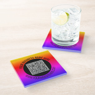 Your QR Code and Custom Text Glass Coaster Example