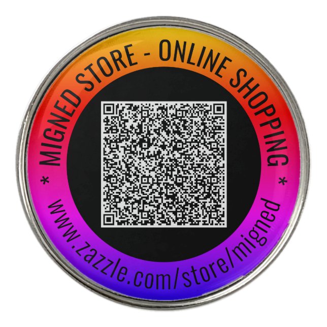 Your QR Code and Custom Text Golf Ball Marker Gift (Front)