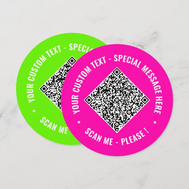 Your QR Code and Custom Text Greeting Card Example (Front/Back)