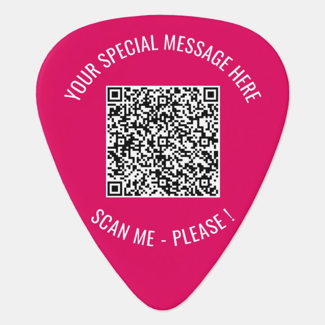 Your QR Code and Custom Text Guitar Pick Template (Front)