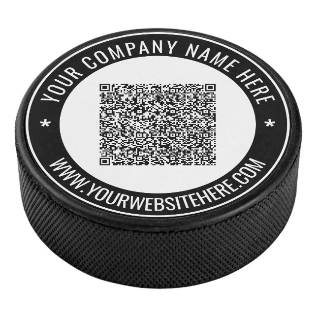 Your QR Code and Custom Text Hockey Puck Gift (3/4)