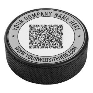 Your QR Code and Custom Text Hockey Puck Template