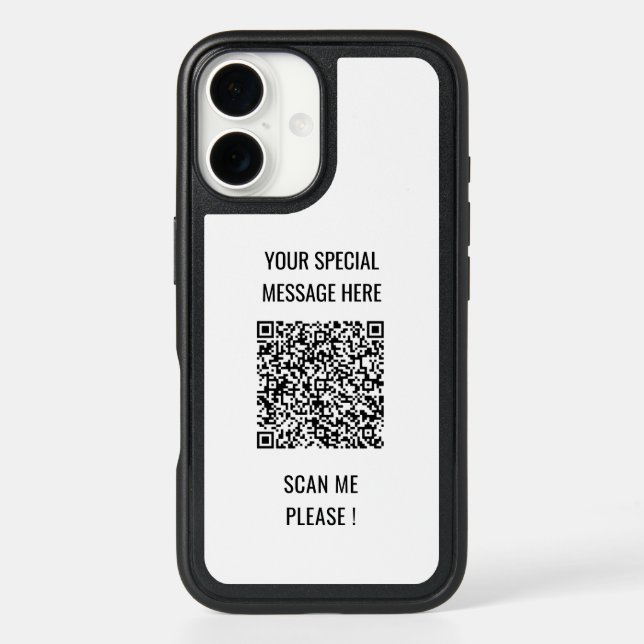 Your QR Code and Custom Text iPhone Case Template (Back)
