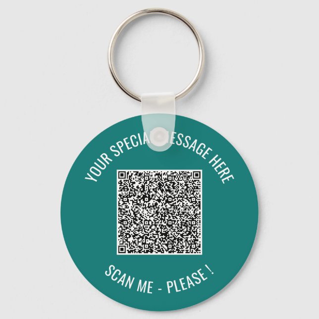 Your QR Code and Custom Text Keychain Example (Front)