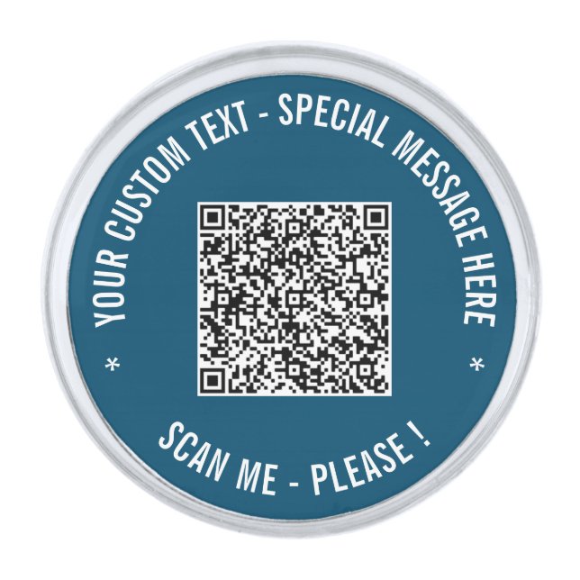 Your QR Code and Custom Text Lapel Pin Template (Front)