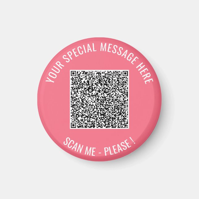 Your QR Code and Custom Text Magnet Example (Front)