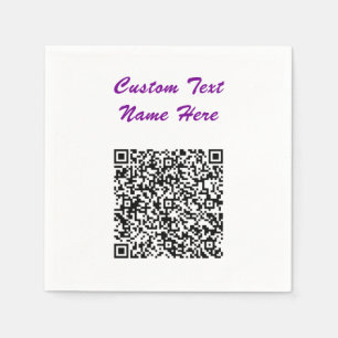 Your QR Code and Custom Text Napkins Choose Colors