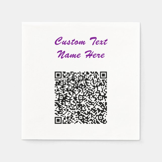 Your QR Code and Custom Text Napkins Choose Colors (Front)