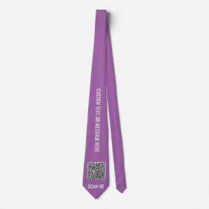 Your QR Code and Custom Text Neck Tie Choose Color