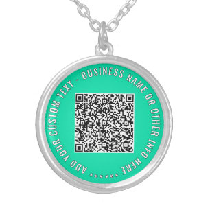 Your QR Code and Custom Text Necklace Choose Color