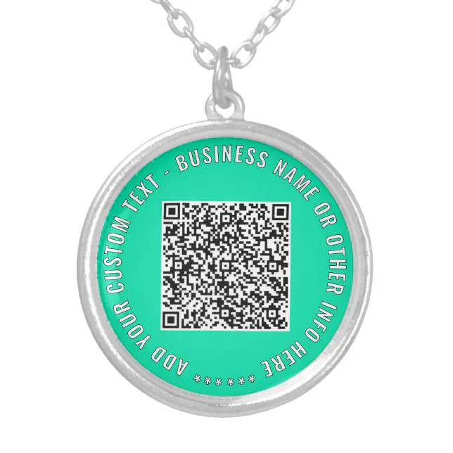 Your QR Code and Custom Text Necklace Choose Color | Zazzle
