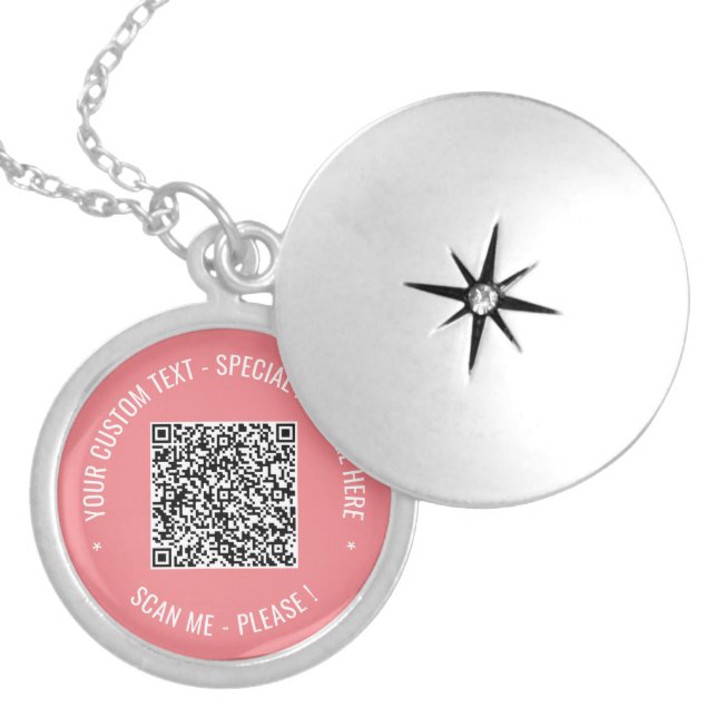 Your QR Code and Custom Text Necklace Template (Front)