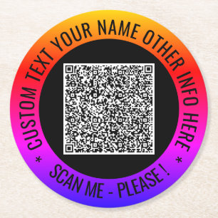 Your QR Code and Custom Text Paper Coasters