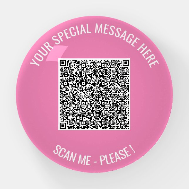 Your QR Code and Custom Text Paperweight Gift (Front)