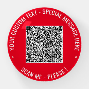 Your QR Code and Custom Text Paperweignt Template Paperweight