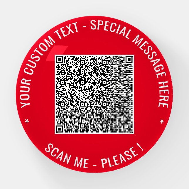 Your QR Code and Custom Text Paperweignt Template Paperweight (Front)