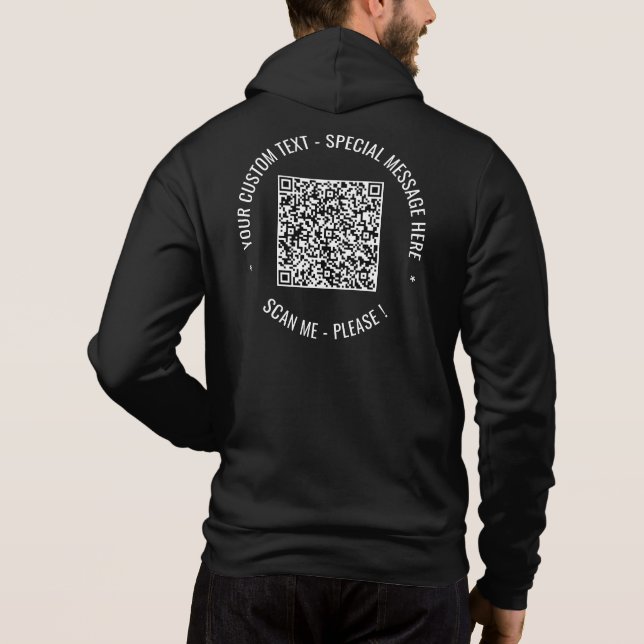 Your QR Code and Custom Text Personalized Hoodie (Back)