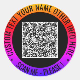 Your QR Code and Custom Text Personalized Stickers