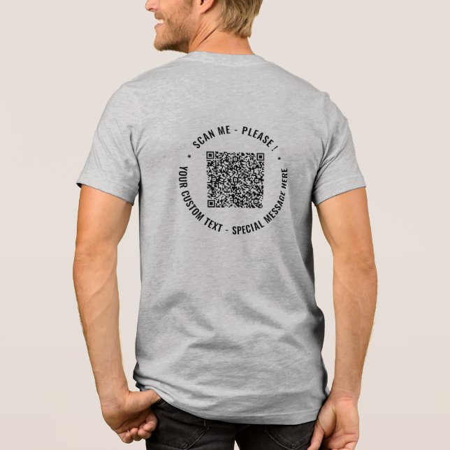 Your QR Code and Custom Text Personalized Template Tri-Blend Shirt (Back)