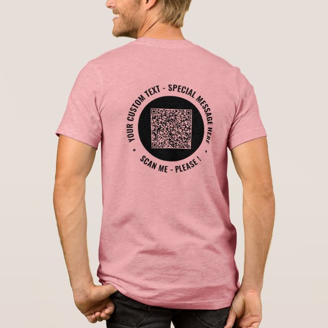 Your QR Code and Custom Text Personalized Tri-Blend Shirt (Back)