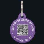 Your QR Code and Custom Text Pet ID Tag Template<br><div class="desc">Custom Colors and Fonts - Design Your Own Personalized Pet ID Tags with QR Code Scan Info and Custom Text Professional Design Your Pet ID Tag - Add Your QR Code - Image - Photo or Logo / Text - Name - Phone or - Contact Information / Address / More...</div>