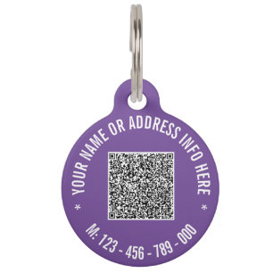 Your QR Code and Custom Text Pet ID Tag Template