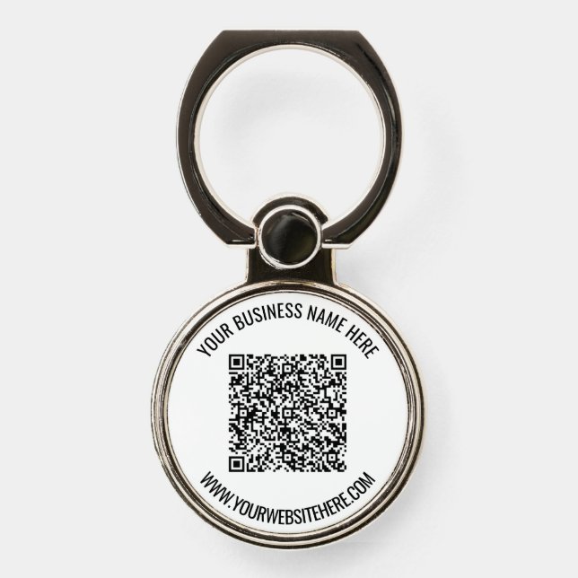 Your QR Code and Custom Text Phone Ring Stand (Front)