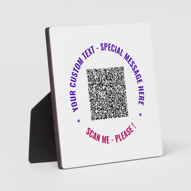Your QR Code and Custom Text Plaque Choose Colors (Front)