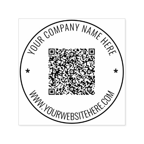 Your QR Code and Custom Text Round Design Stamp