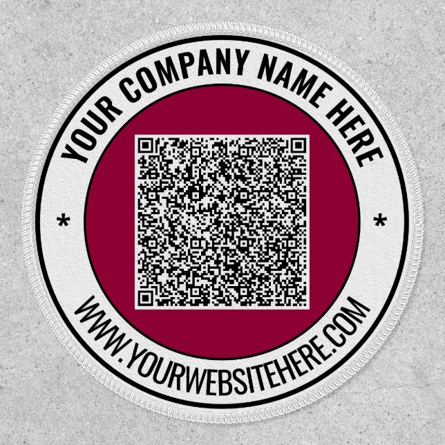 Your QR Code and Custom Text Round Patch Template (Front)