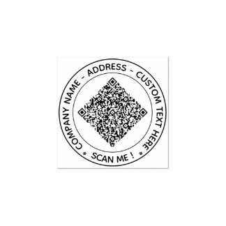 Your QR Code and Custom Text Round Rubber Stamp