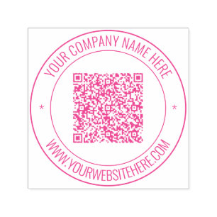 Your QR Code and Custom Text Self-Inking Stamp