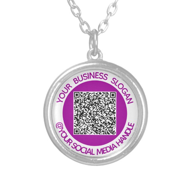 Your QR Code and Custom Text Social Media Necklace (Front)