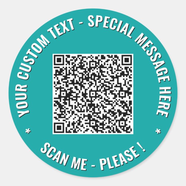 Your QR Code and Custom Text Stickers Example (Front)