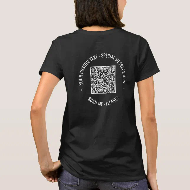 Your QR Code and Custom Text T-Shirt Template | Zazzle