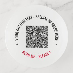Your QR Code and Custom Text Trinket Tray Template