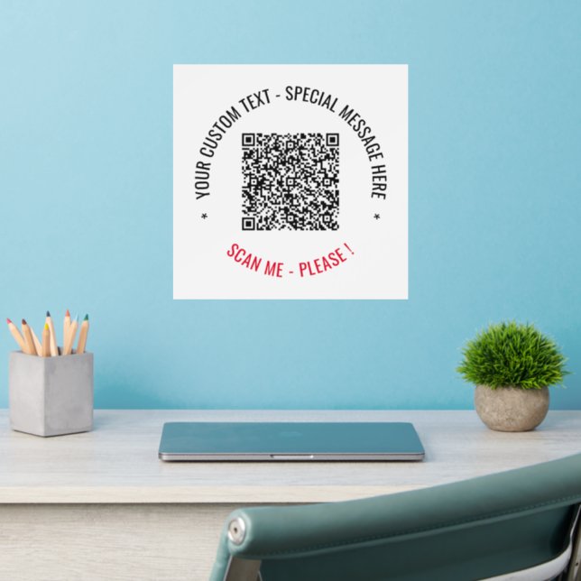 Your QR Code and Custom Text  Wall Decal Template (Home Office 2)