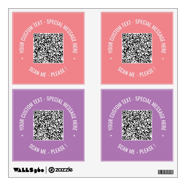 Your QR Code and Custom Text Wall Decal Template (Front)