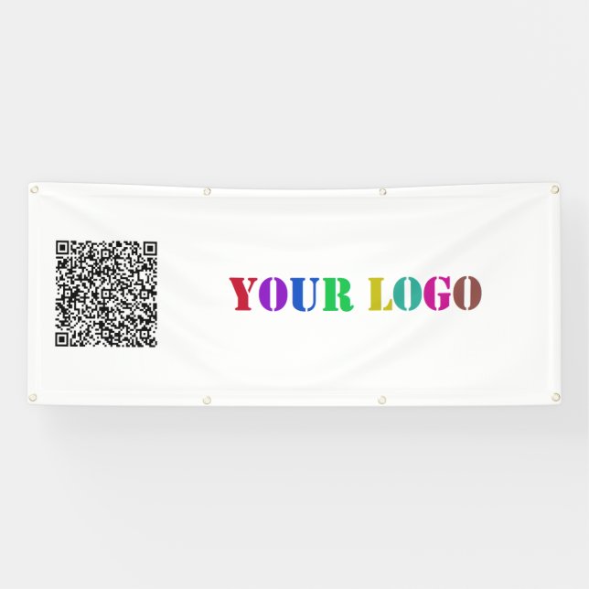 Your QR Code and Logo Business Promotional Banner (Horizontal)
