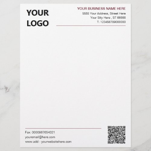 Your QR Code and Logo Custom Business Letterhead